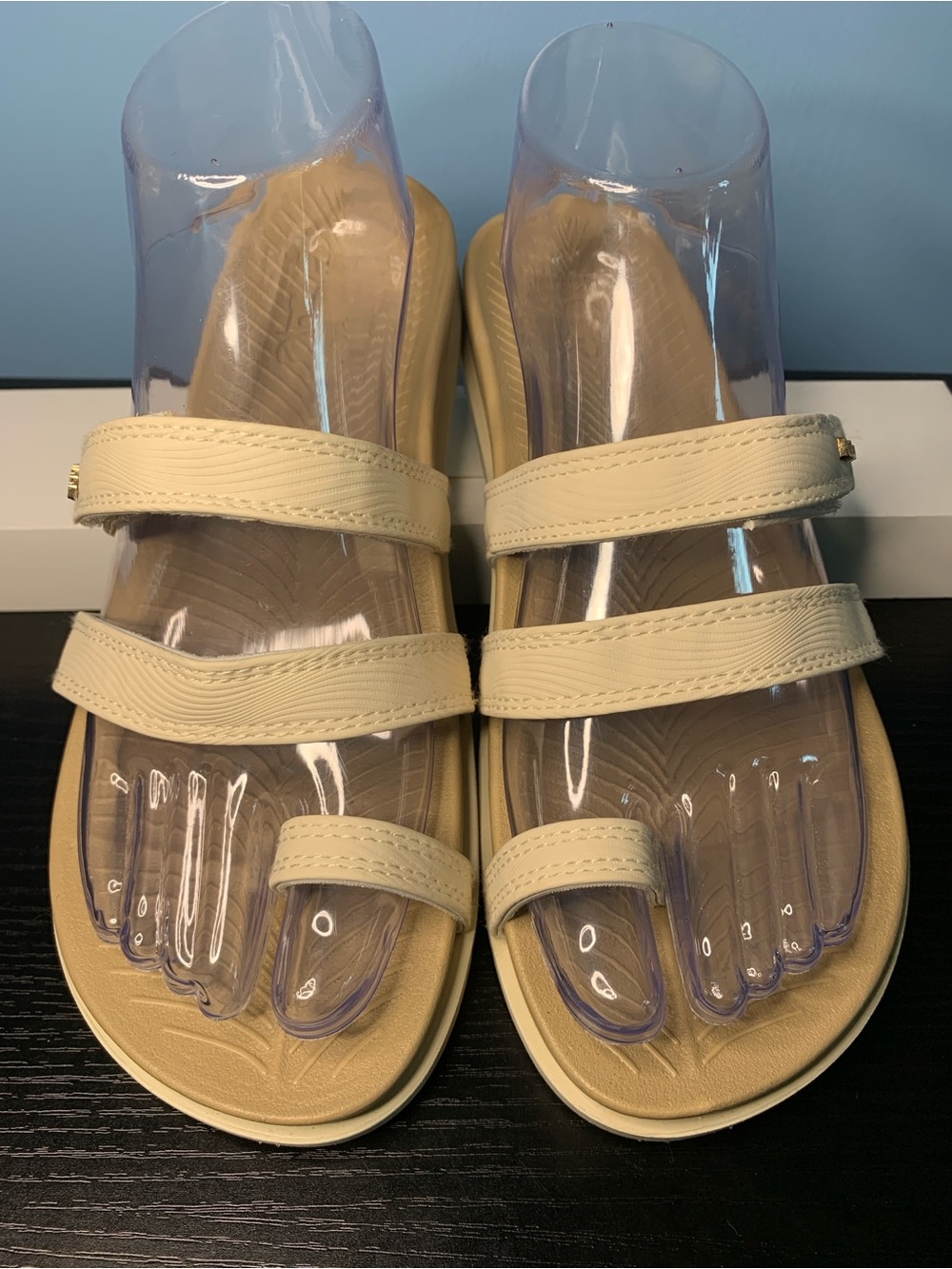 Women’s Neutral Cream Triple-Strap Slide Sandals